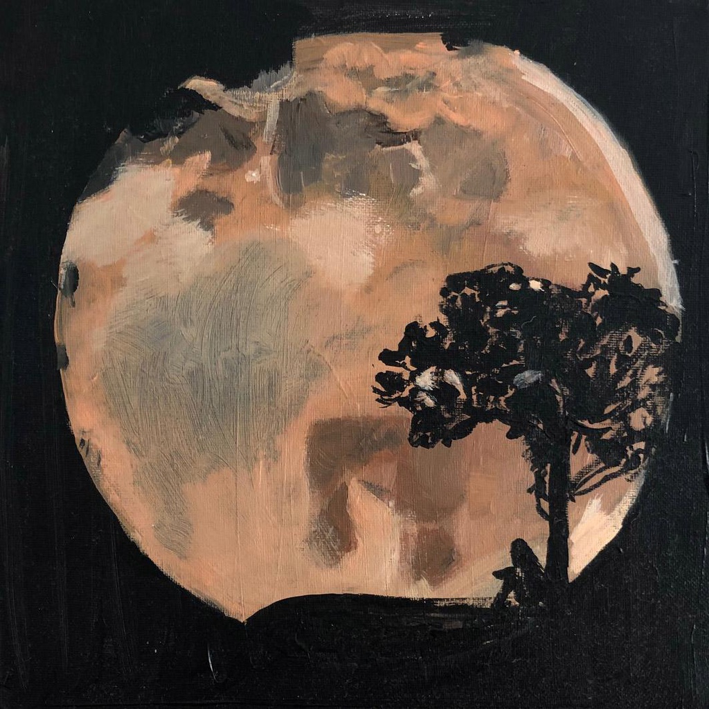 Schilderij met titel 'De maan' door Marijke