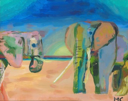 [Olifanten] Schilderij met titel 'Olifanten'