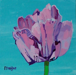 Schilderij met titel 'Roze tulp'